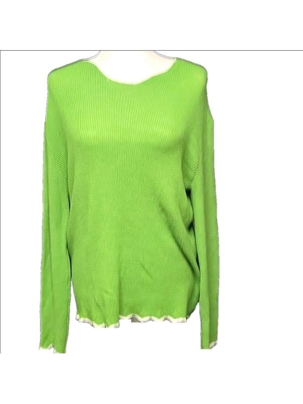 Large Stretchy St. Patricks Kelly Green Soft Sweater Stretchy Scoop Neck